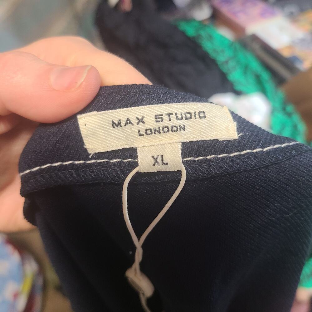 NWT Max Studio London Navy Blue White Stitch Sleep set Size XL - Picture 6 of 15